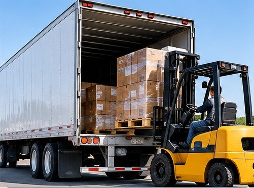 LTL freight shipping with truck and forklift